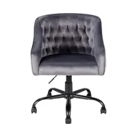 fauteuil de bureau loumaya en velours gris foncé