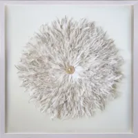 vitrine décorative plumes blanches l.60 x l.60 cm