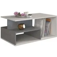 sienne - table basse de salon - 90x51x43 - table à café -  avec rangement - finition blanc mat + imitation béton