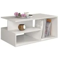 table basse de salon bureau - hucoco - sienne - blanc - contemporain - design - 90x51x43