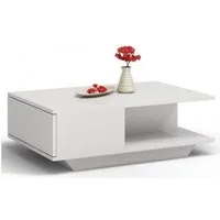 table basse moderne pour salon avec un espace de rangement denver 90 blanc brillant