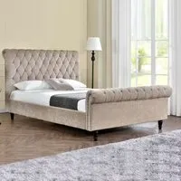 lit design kapaldi haute tête de lit - meubler design - 160x200 - bois - tissu capitonné - beige
