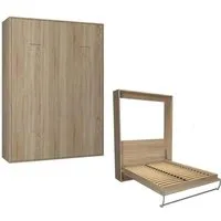 armoire lit escamotable smart-v2 chêne couchage 160*200 cm. natural bois inside75