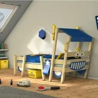 wickey lit enfant, lit maison crazy sparky pro bâche bleu lit en bois 90 x 200 cm