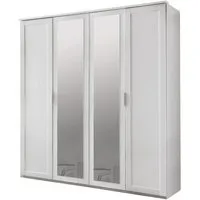 armoire enfant en panneaux de particules coloris blanc - pegane - 4 portes - 2 miroirs