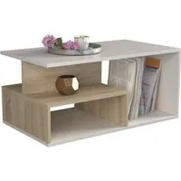 table basse moderne - hucoco - sienne - rectangulaire - sonoma blanc - 90x51x1,6