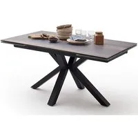 table à manger extensible en céramique imi. bois barique et métal noir mat - l.160-240 x h.76 x p.90 cm