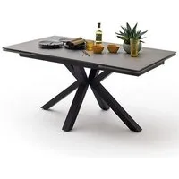 table à manger extensible en céramique anthracite et métal noir mat - l.160-240 x h.76 x p.90 cm