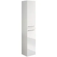 colonne salle de bain suspendue avec 2 portes coloris blanc laqué - 150 x 30 x 25 cm