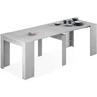 table à manger console extensible coloris béton -50-235 cm (longueur) x 90 cm (largeur) x 78 cm (hauteur)