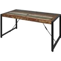 table de repas - athm design - zaragoza - bois recyclé - metal noir - rectangulaire