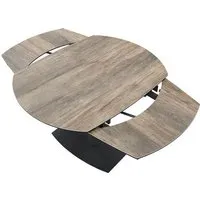 table de salle à manger extensible en céramique effet bois clair, pieds acier - longueur 120 x largeur 90 x hauteur 75 cm
