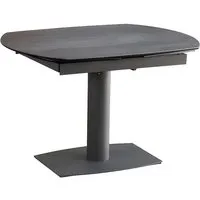 table de salle à manger extensible ronde en acier - céramique coloris gris - longueur 120 x largeur 90 x hauteur 75 cm