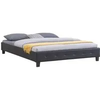 lit double futon gomera - idimex - queen size 160x200 cm - revêtement synthétique noir