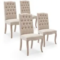 lot de 4 chaises capitonnées jade tissu beige