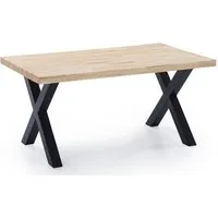 table à manger en bois coloris chêne - pieds noir - longueur 160 x profondeur 90 x hauteur 76 cm