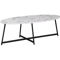 wohnling table basse ovale salon table aspect marbre blanc table d'appoint métal