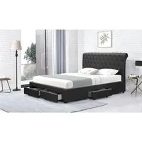 lit avec rangement tiroirs hyde - meubler design - 160x200 - bois - panneaux de particules - a lattes