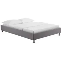 lit futon double idimex nizza 140x190 cm avec sommier et pieds en métal chromé - tissu gris