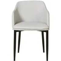 lot de 2 - chaise cindy gris - athm design - pieds métal noir - assise cuir pu - style contemporain