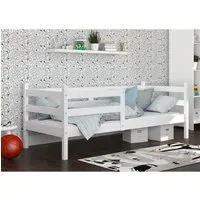 lit enfant mika 90x190 blanc - classique - intemporel - bois - panneaux de particules - a lattes
