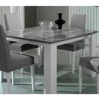 table de repas carrée laqué blanc brillant/gris - avellino - gris - bois - l 120 x l 120 x h 75 cm - table de repas