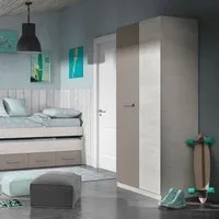 armoire enfant - tomtum - bois blanchi/brun - blanc - l 90 x l 52 x h 200 cm