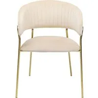 chaise avec accoudoirs - kare - belle velours crème - capacité 160kg - style vintage