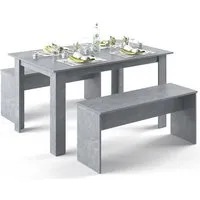 vicco ensemble de table à manger sentio, béton, 90 x 140 cm avec 2 bancs