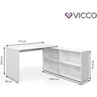 vicco bureau d'angle flexplus, blanc, 137 x 60 cm