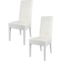 tommychairs - set 2 chaises cuisine luisa, robuste structure en bois de hêtre, assise et dossier en cuir artificiel couleur blanc
