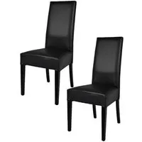 tommychairs - set 2 chaises cuisine luisa, robuste structure en bois de hêtre, assise et dossier en cuir artificiel couleur noir