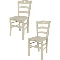 tommychairs - set 2 chaises cuisine cuore, robuste structure en bois de hêtre peindré en aniline couleur blanche et assise en bois
