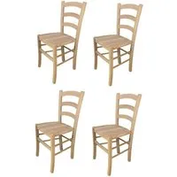 tommychairs - set 4 chaises cuisine venezia, robuste structure en bois de hêtre poli non traité, 100% naturel et assise en bois