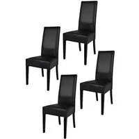 tommychairs - set 4 chaises cuisine luisa, robuste structure en bois de hêtre, assise et dossier en cuir artificiel couleur noir
