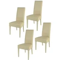 tommychairs - set 4 chaises cuisine luisa, robuste structure en bois de hêtre, assise et dossier en cuir artificiel couleur sable