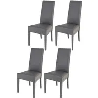 tommychairs - set 4 chaises cuisine luisa, robuste structure en bois de hêtre, assise et dossier en cuir artificiel gris foncé