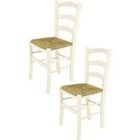 tommychairs - set 2 chaises cuisine venice robuste structure en bois de hêtre peindré en couleur anilnie blanche et assise en