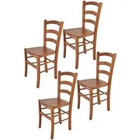 tommychairs - set 4 chaises cuisine venice, robuste structure en bois de hêtre peindré en couleur cerisier et assise en bois
