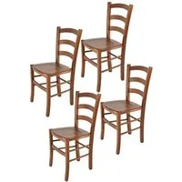 tommychairs - set 4 chaises cuisine venice, robuste structure en bois de hêtre peindré en couleur noyer clair et assise en bois