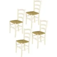 tommychairs - set 4 chaises cuisine venice robuste structure en bois de hêtre peindré en couleur anilnie blanche et assise en