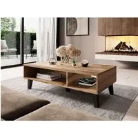 table basse lord - bois et noir - style industriel - 110 cm