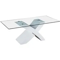 table basse rectangulaire "tina" - 117 x 62 x 45 cm - blanc / mdf laqué