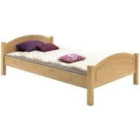 lit simple en pin massif flims 90 x 200 cm - couleur hêtre - avec tête et pied de lit arrondi