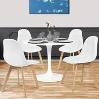 lot de 4 chaises scandinaves gaby blanches en pu pour salle à manger