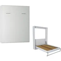 armoire lit escamotable smart-v2 blanc mat couchage 160*200 cm - inside 75 - gain de place - vrai lit