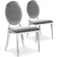 chaises médaillon velours tatianna 90cm argent - paris prix - lot de 2 - design & elegant