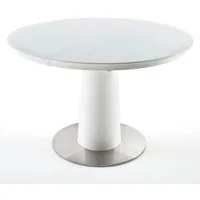 table à manger extensible ronde laqué blanc mat - 120-160 x 76 x 120 cm