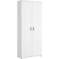 armoire de rangement 2 portes coloris blanc - pegane - contemporain - longueur 78 - profondeur 35 - hauteur 190