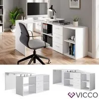 bureau d'angle vicco dante - blanc - 120x75x145cm - asymétrique